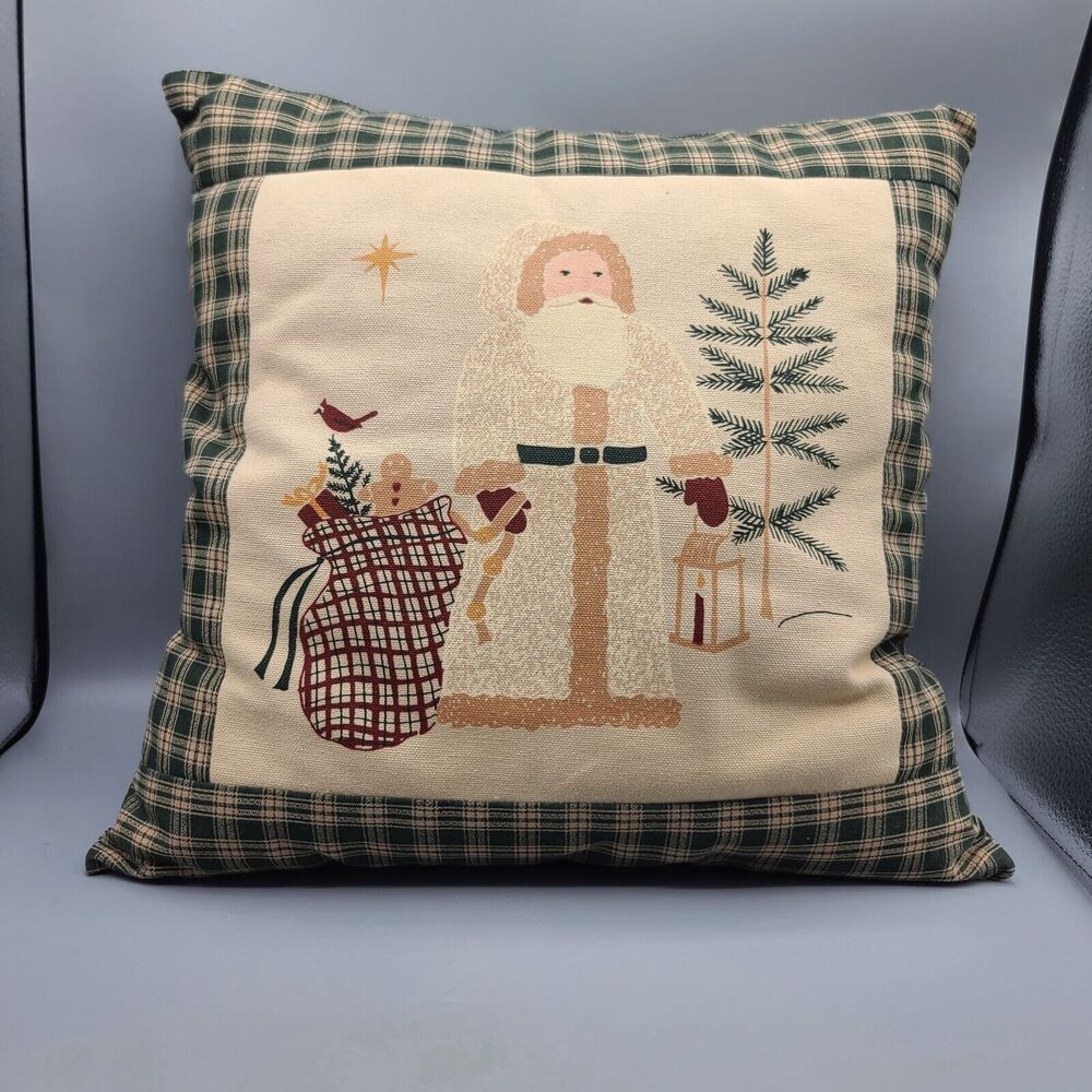 Alice's Cottage Santa Claus Plaid Christmas Pillow